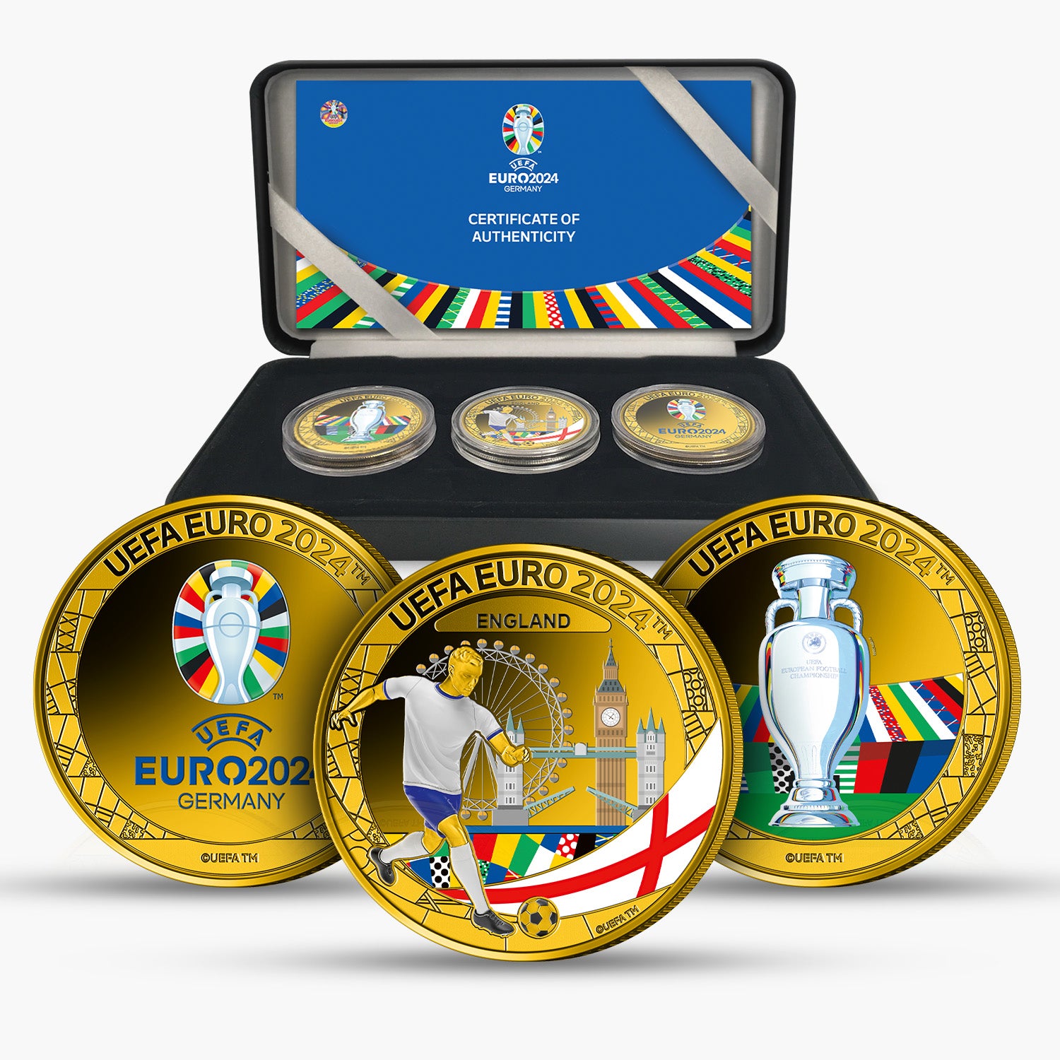 Caja de monedas oficial del equipo de Inglaterra de la UEFA EURO 2024