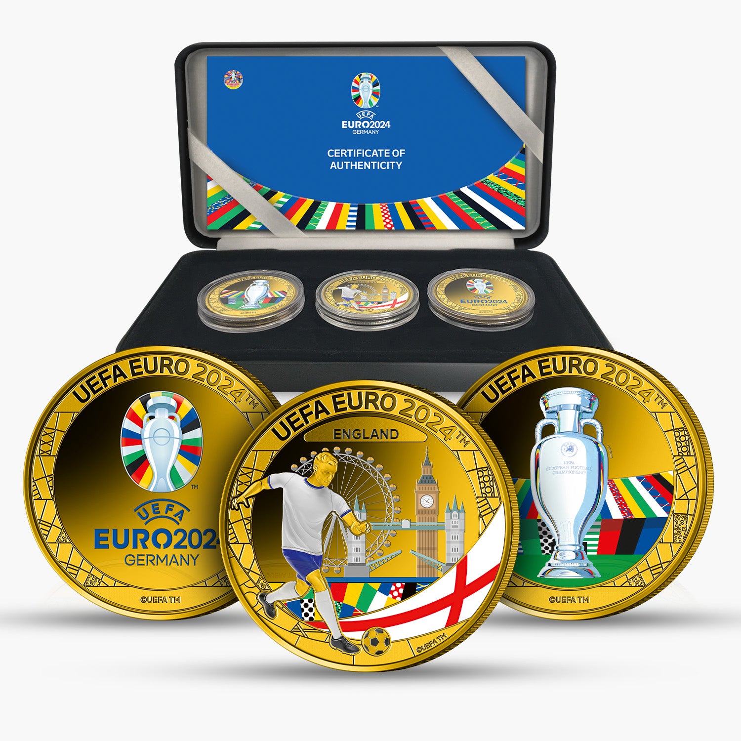 Official UEFA EURO 2024 England Team Coin Box Set