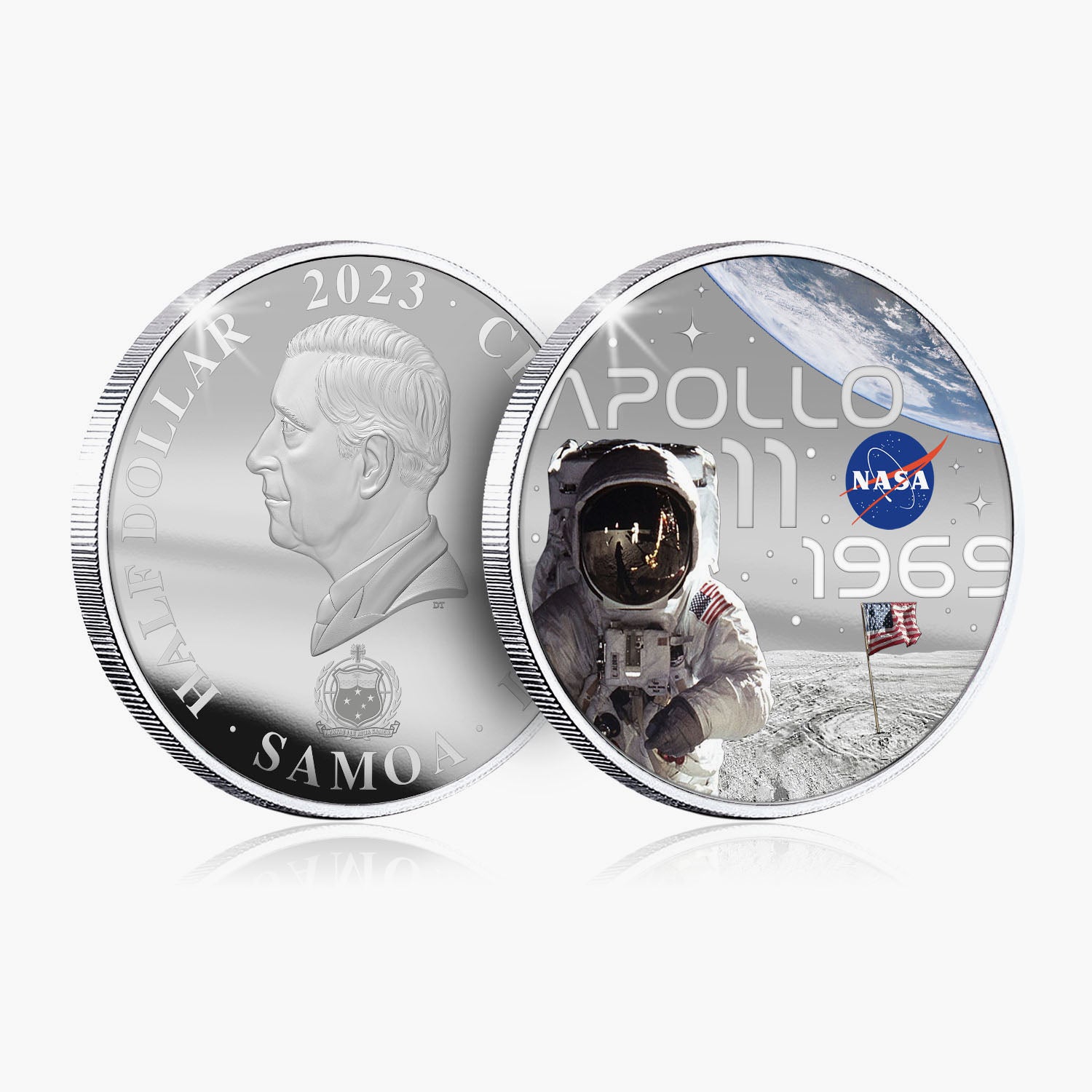 NASA 2023 Apollo 11 50mm Silver Plated Coin