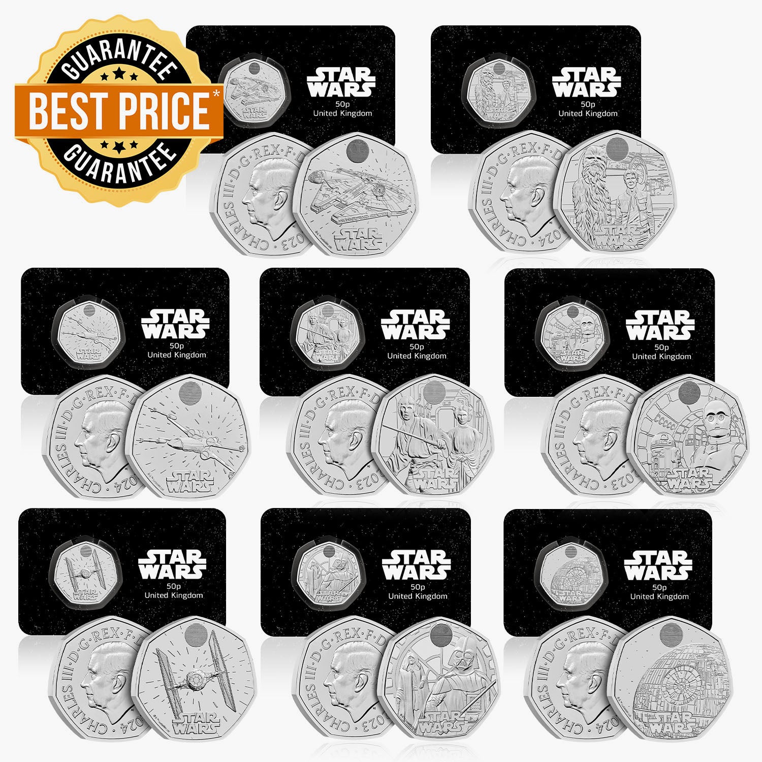 Star Wars Duos & Vehicles Complete UK 50p Coin Set