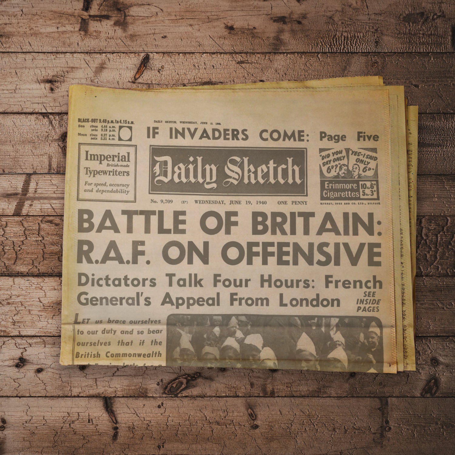 19th June 1940 - Battle of Britain Newspaper