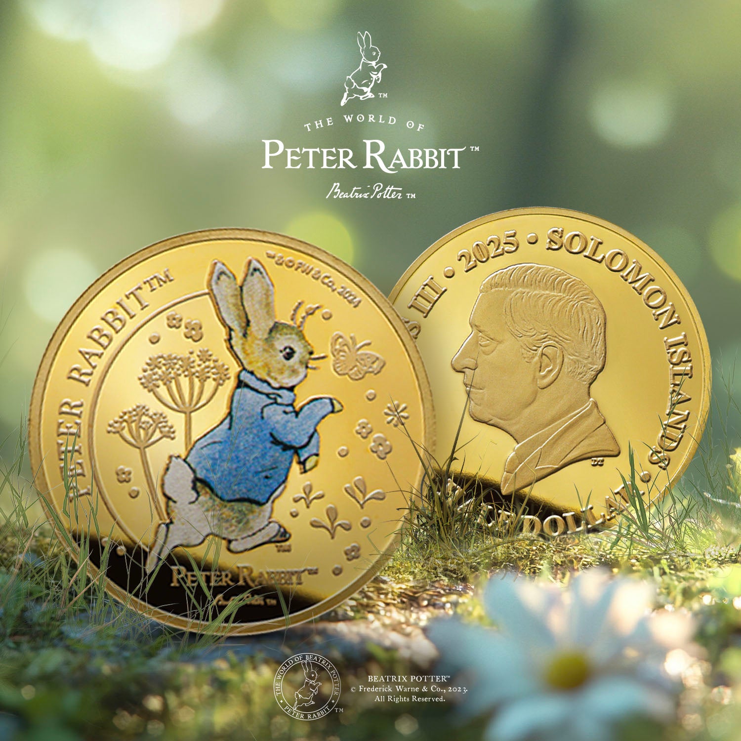 2025 Whiskers and Tales Peter Rabbit 24 Carat Gold Plated Coin