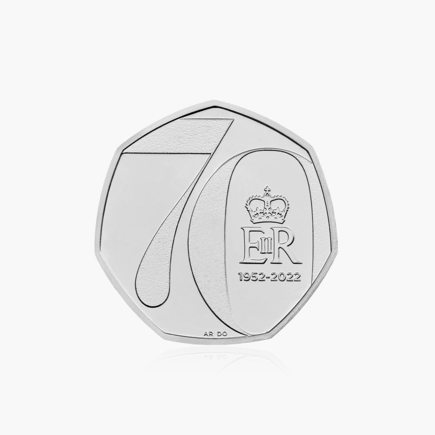 Moneda de 50 peniques del Jubileo de platino de la reina Isabel II en circulación en 2022