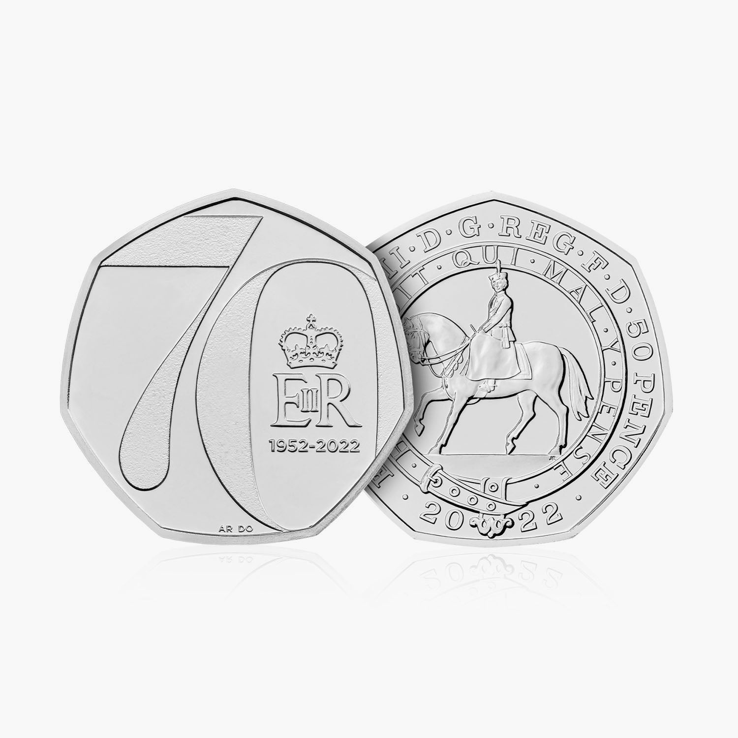 Moneda de 50 peniques del Jubileo de platino de la reina Isabel II en circulación en 2022