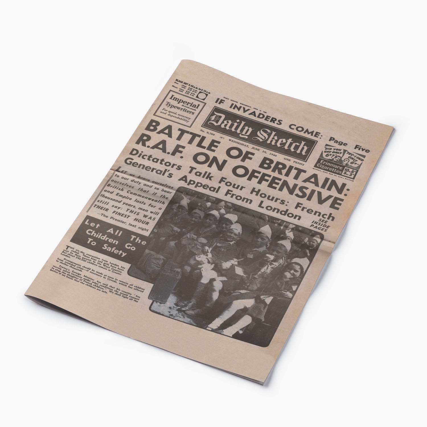 19th June 1940 - Battle of Britain Newspaper