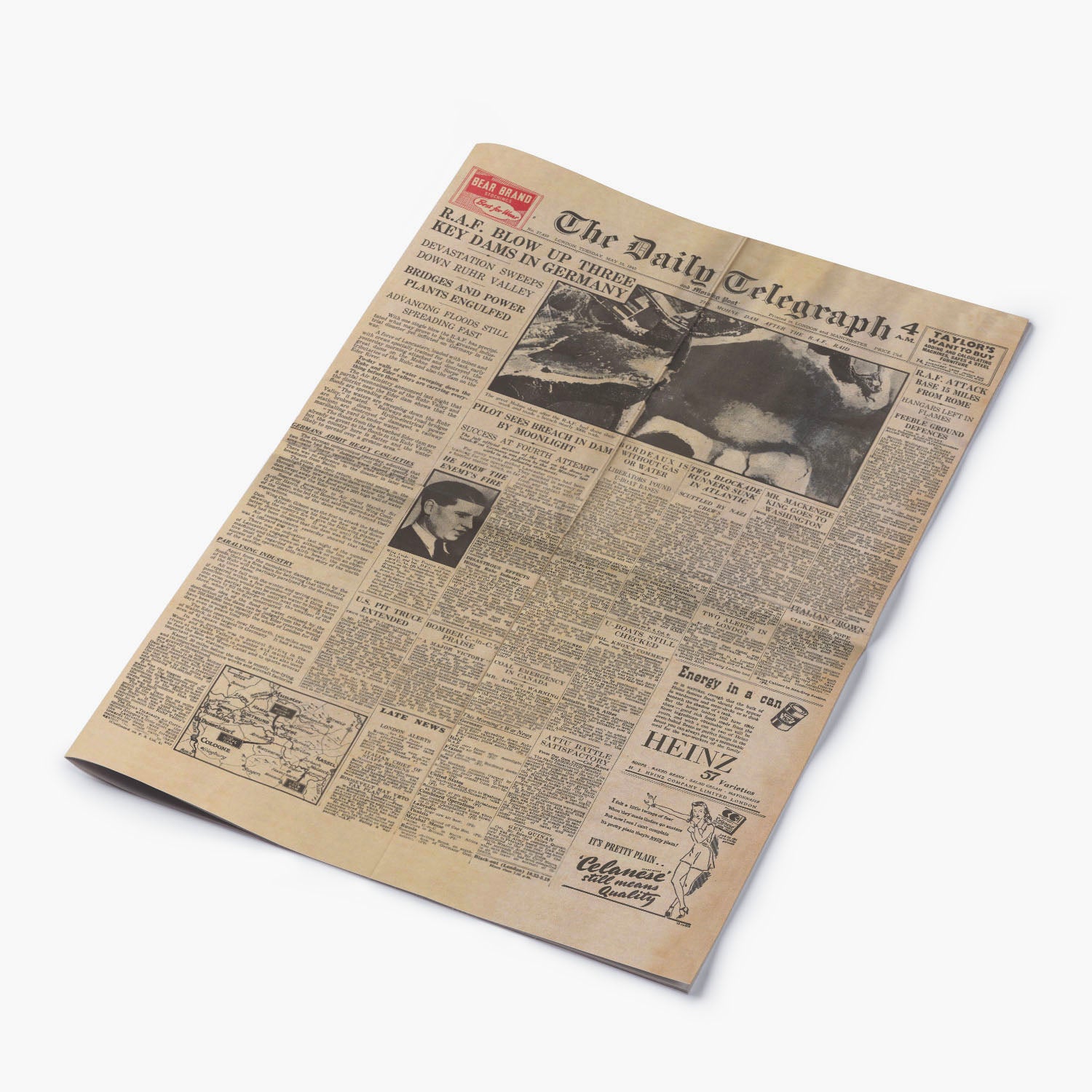 18th May 1943 - Dambusters Raid Daily Telegraph Newspaper