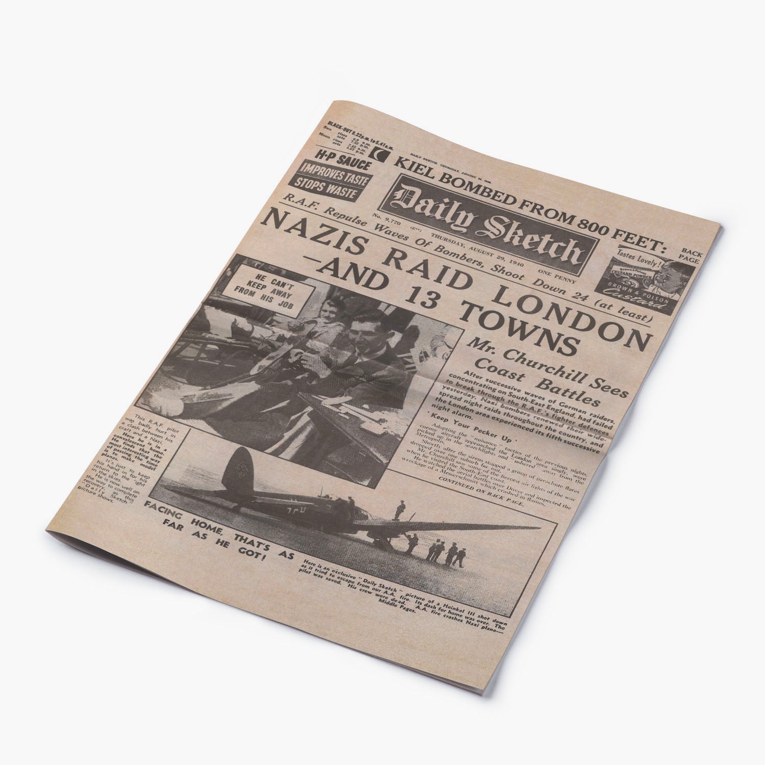 29th August 1940 - The Blitz of London Newspaper