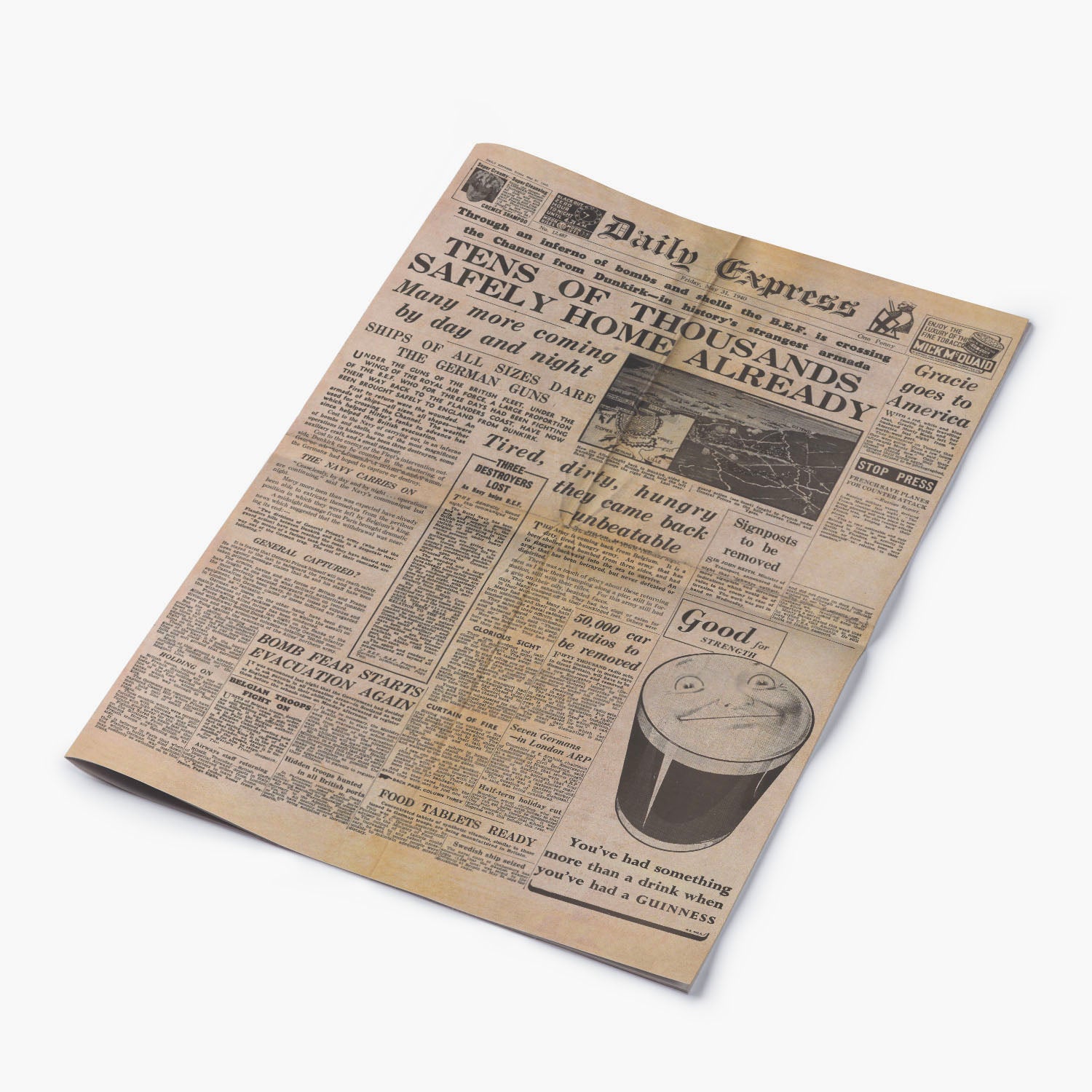 31st May 1940 - Battle of Dunkirk Daily Express Newspaper