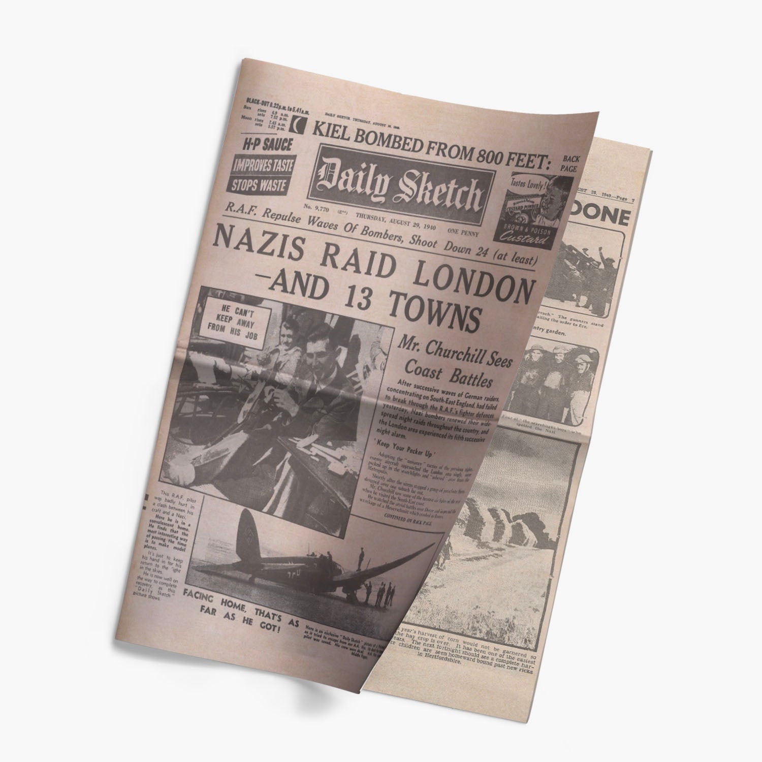 29th August 1940 - The Blitz of London Newspaper