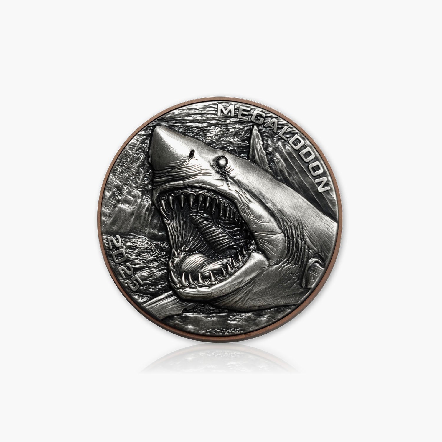 Giant Megalodon Ultra High Relief Silver 2025 Coin