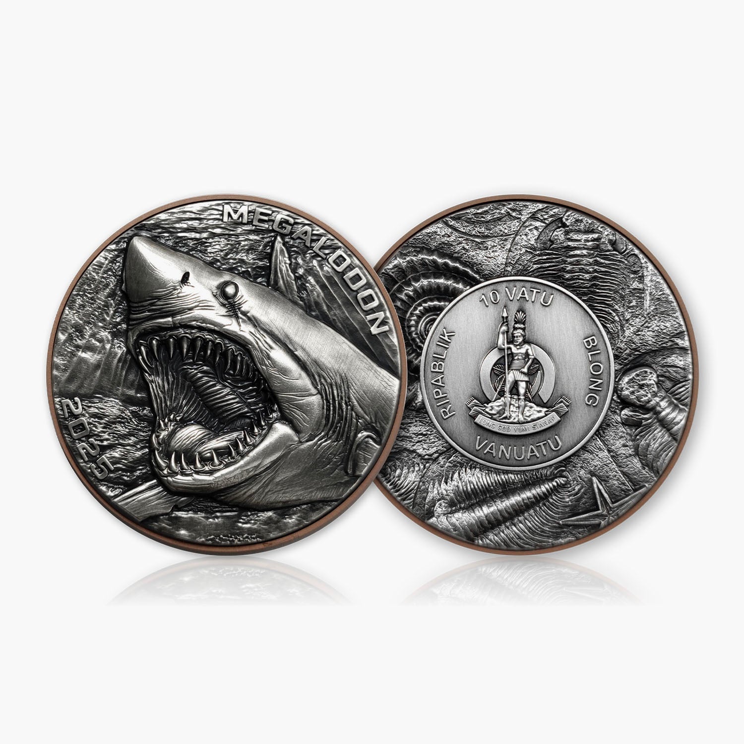 Giant Megalodon Ultra High Relief Silver 2025 Coin