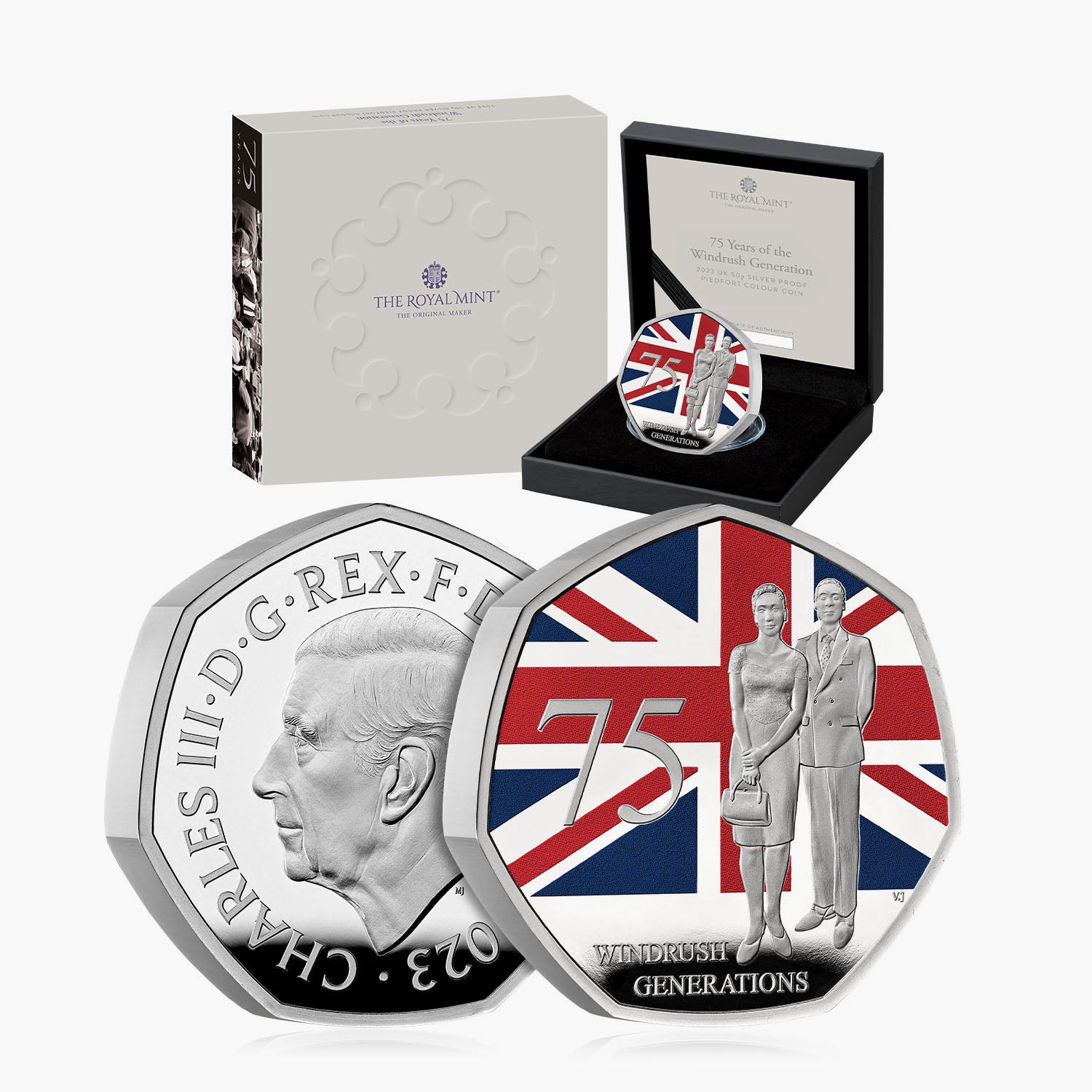 75 Years of the Windrush Generation 2023 UK 50p Silver Piedfort Proof