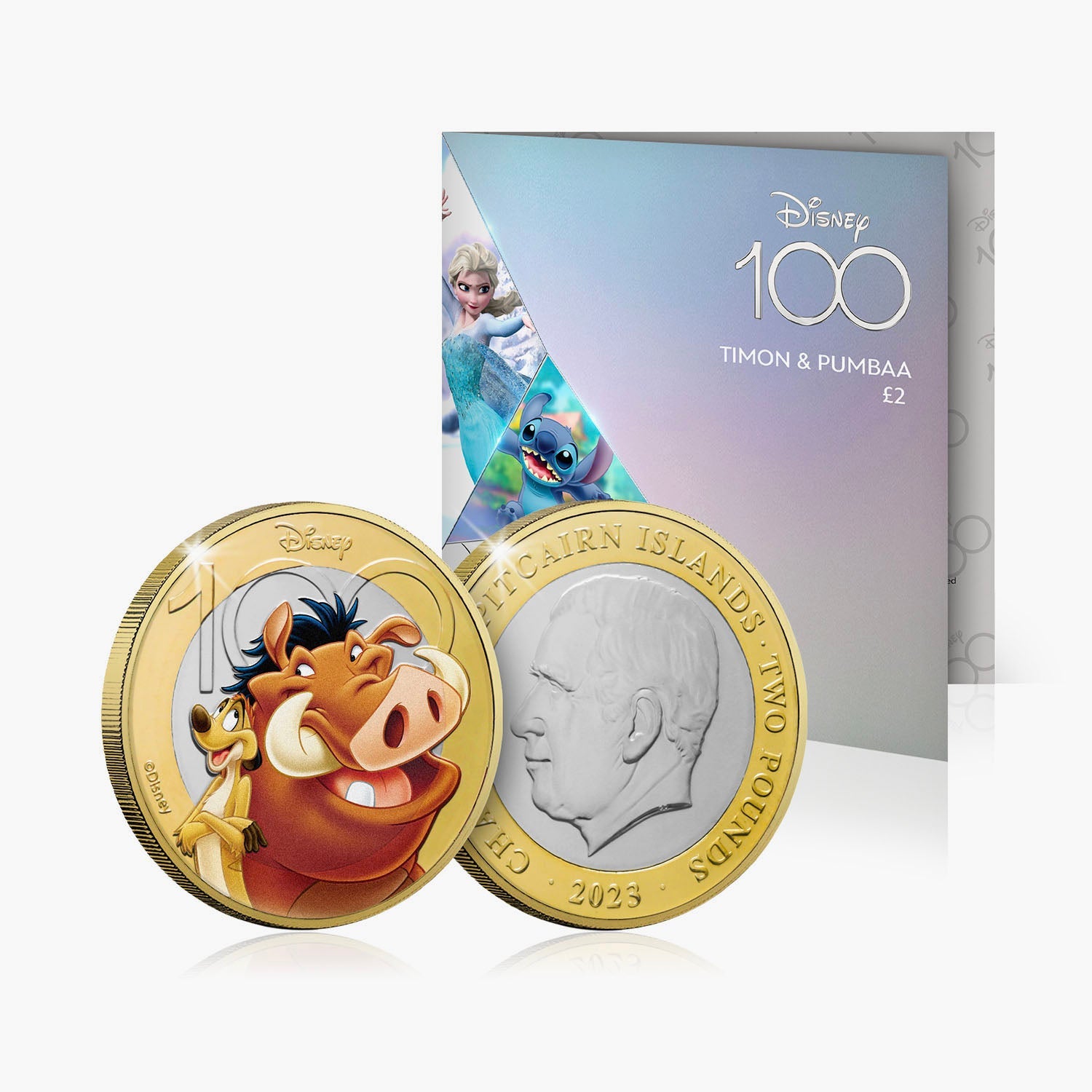 Paquete de monedas de colores del 100.º aniversario de Disney 2023 de £ 2 y ​​£ 5