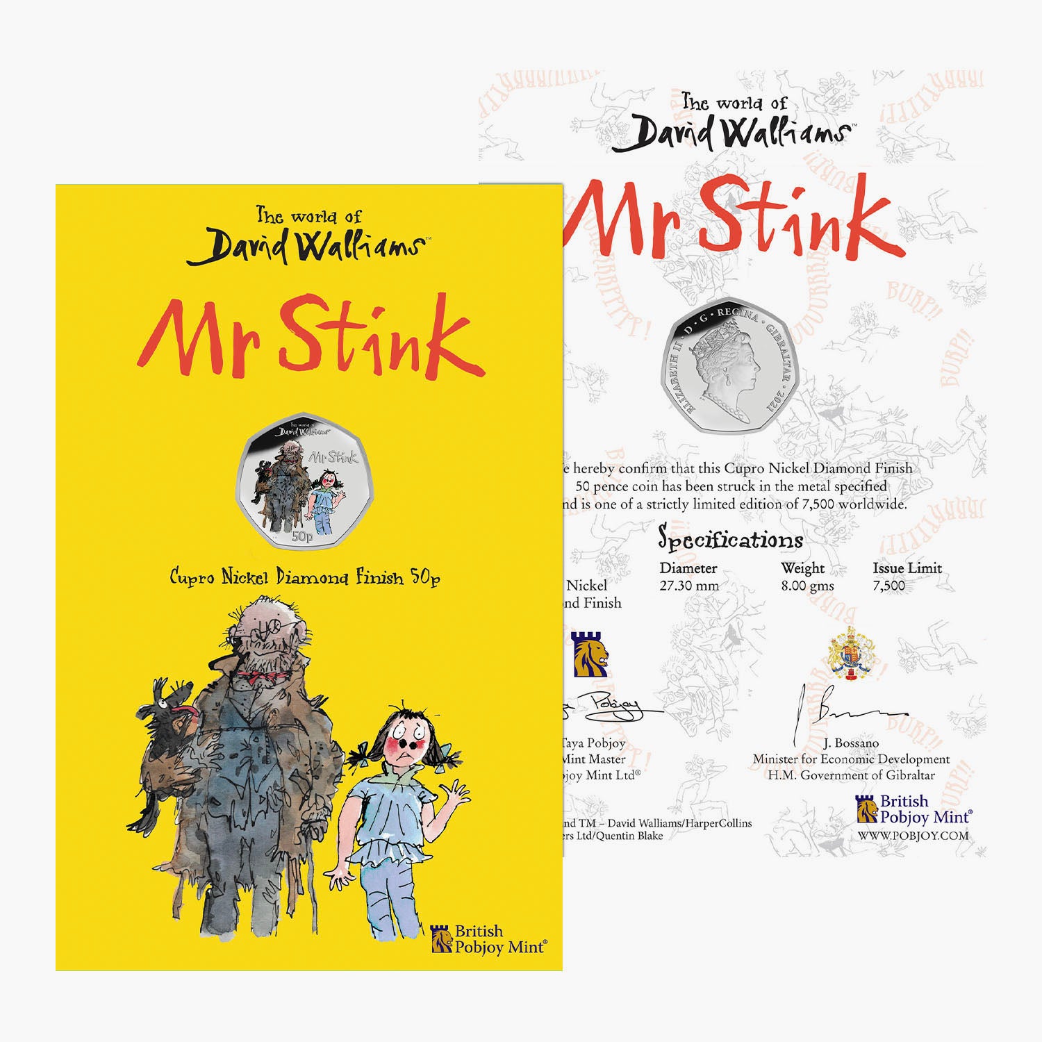 David Walliams Mr Stink 50p with Colour