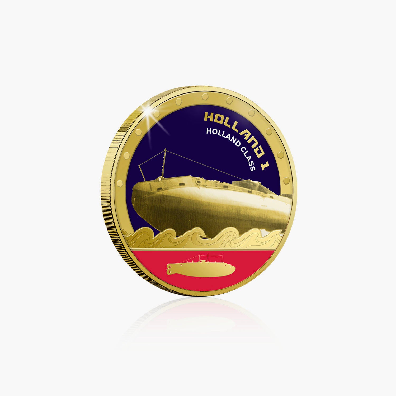 Holland 1 Submarine Gold-Plated Commemorative