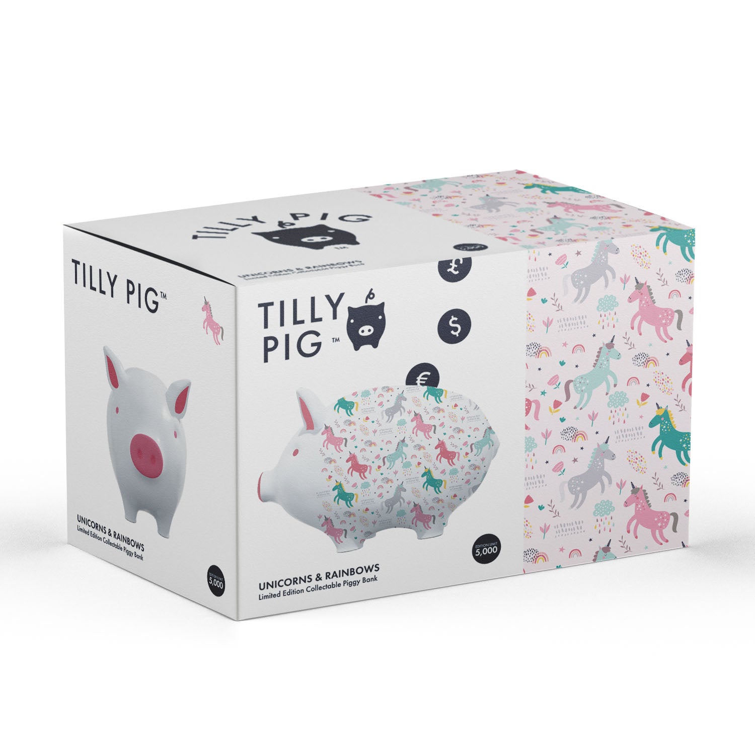 Tilly Pig - Unicorn & Rainbows  Piggy Bank