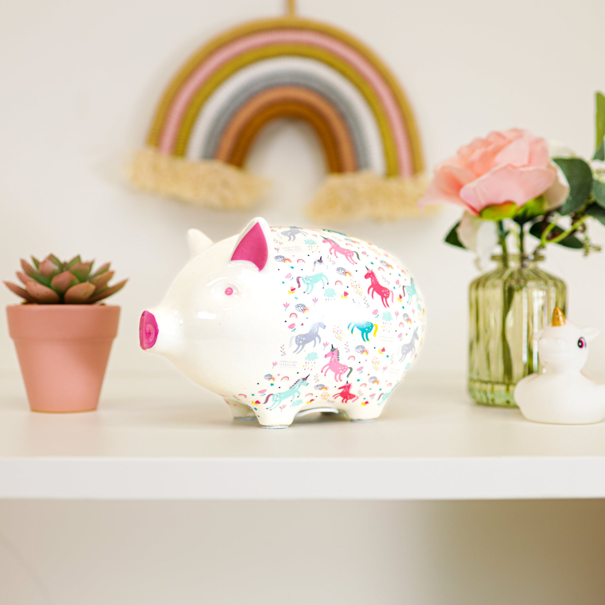 Tilly Pig - Unicorn & Rainbows  Piggy Bank